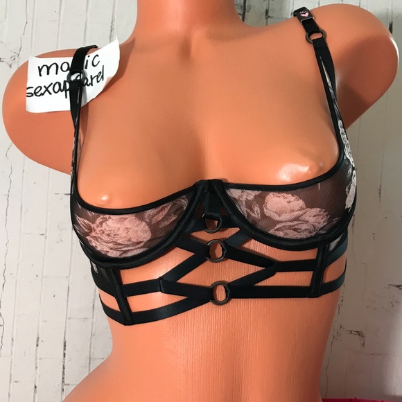 VS 34 36 LUXE QUARTER CUP SEXY STRAPPY BRA CAGED - Picture 3 of 9